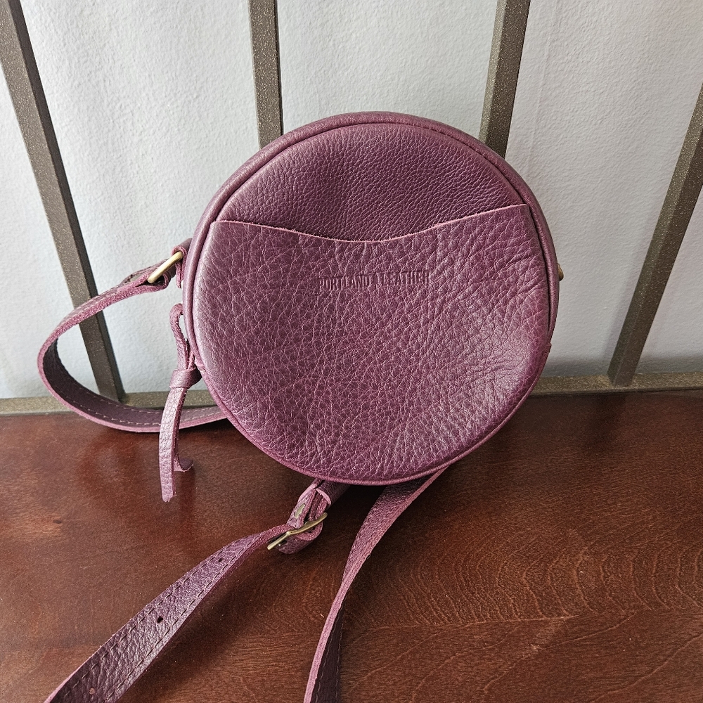 Portland Leather Round Crossbody Bag in Purple